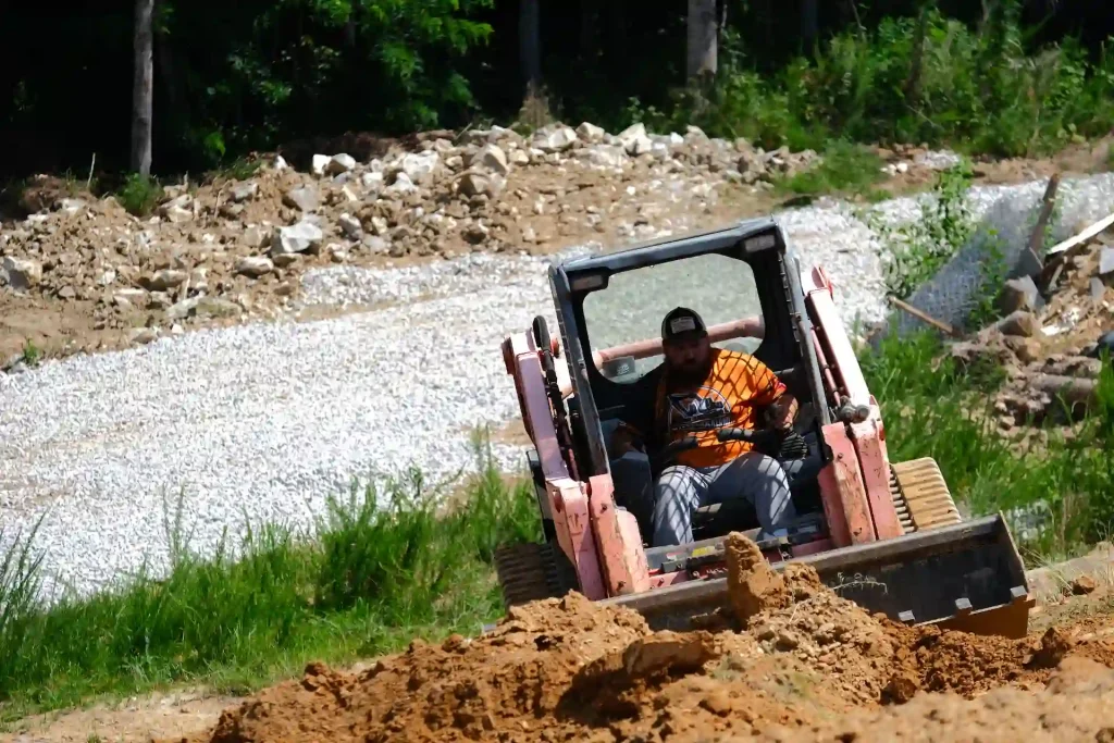 land grading on a steep hill